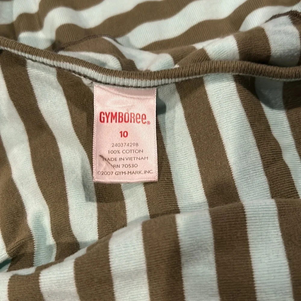 Gymboree Beach Shack Striped One Shoulder Dress Aqua Olive Size 10